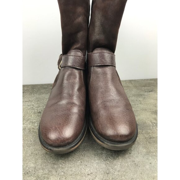 BareTraps Shakira Motostyle Boots Womens 9 Brown Leather Fur Lined - Picture 2 of 10